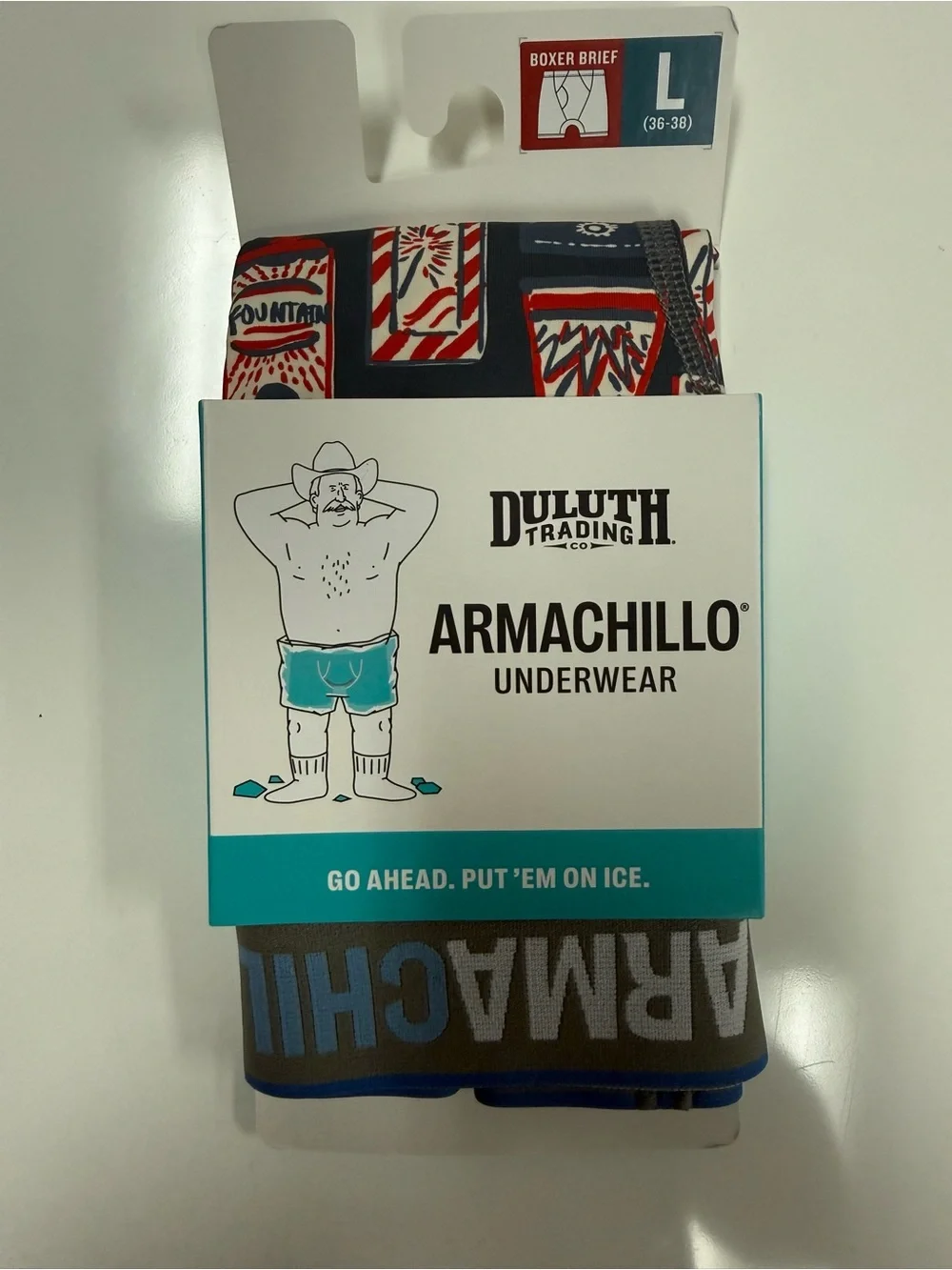 Duluth Trading Co Armachillo Boxer Briefs in Navy, Red, White Size L